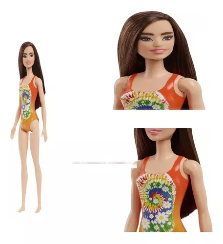 Boneca Barbie Fashion Praia Roupa Laranja Mattel DWJ99 HDC49