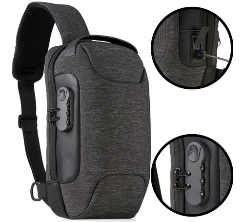 Mochila Bolsa De Ombro Transversal Masculina Antifurto Usb