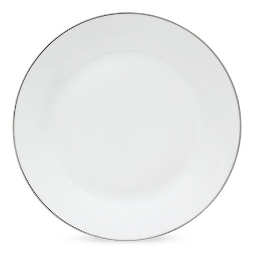 6 Platos Postre  15cm Blanco C/borde Plateado Porcelana