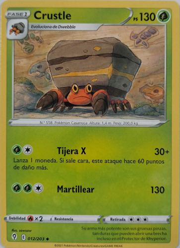 Pokémon Tcg Crustle 012/203 (español)