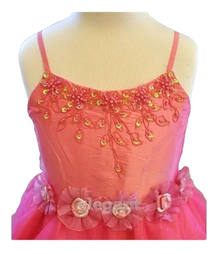 Vestido Infantil Princesa Bordado  Pink Midi 