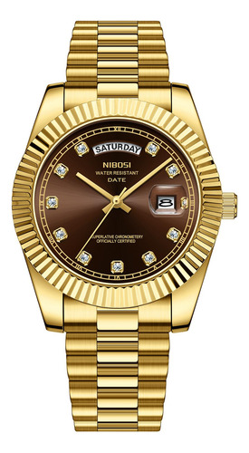 Reloj Nibosi B07-gold Brown De Cuarzo Analógico Para Hombre