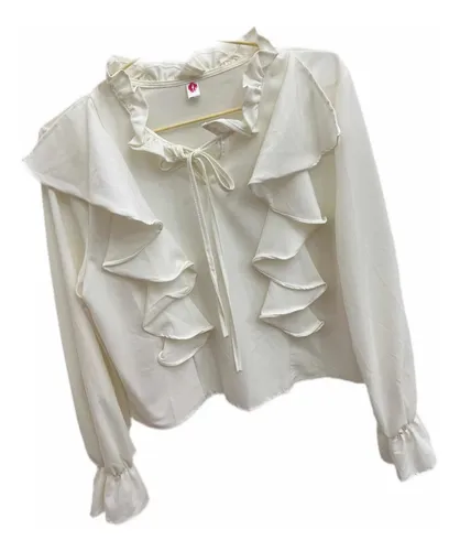 Blusa blanca con volados sale