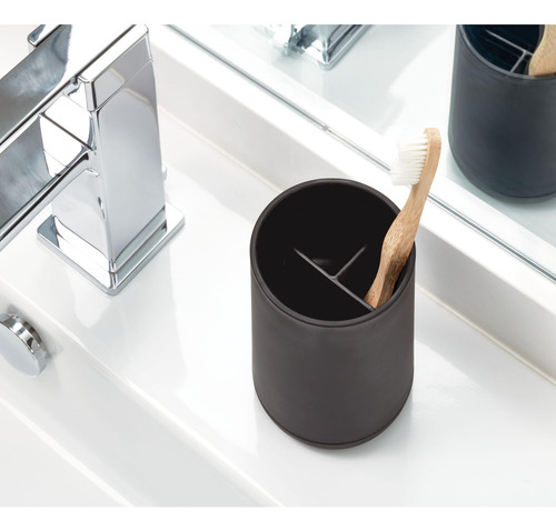 Juego De 2 Soportes Para Cepillos De Dientes Color Negro