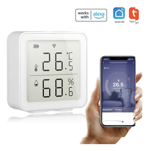 Sensor De Humedad Y Temperatura Alexa Wireless Tuya Con