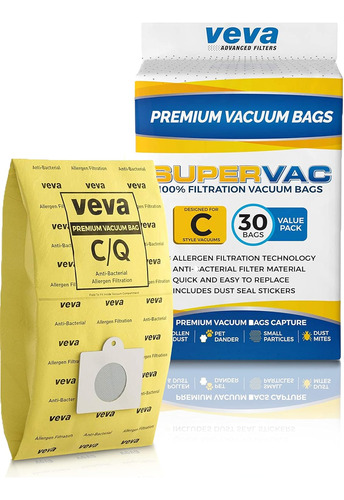 Paquete De 30 Bolsas De Aspiradora Supervac Premium Tip...