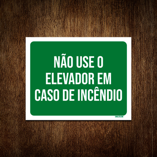 Kit 5 Placa Sinalização - Não Use Elevador Incêndio