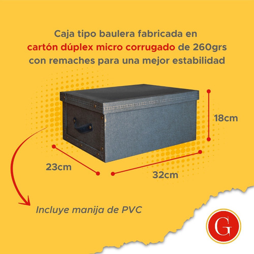 Imagen 3 de 6 de Caja Baulera Vintage Organizadora Chica 32x23x18cm