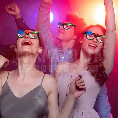 Lentes Led Multicolor Tiktok Minecraft Gafas Negras Fiesta