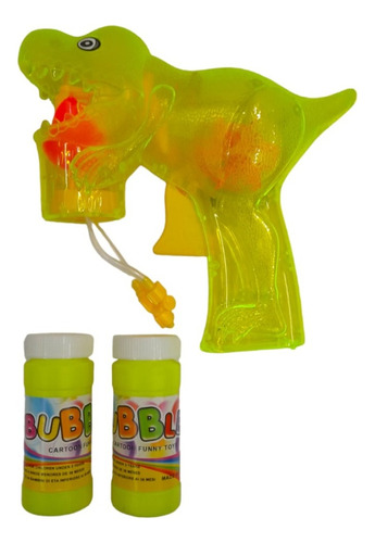 Burbujero Pistola Dinosaurio Transparente C/ Luz En Blister 