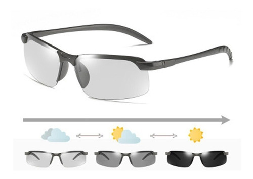 Óculos Fotocromático Escurece No Sol Esportivo Polarizado Cor da armação Cinza Cor da lente Cinza