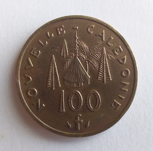 Imagen 2 de 3 de Moneda 100 Francos De Nueva Caledonia 1976 Bronce. Colección