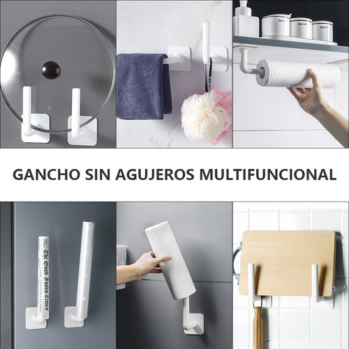 2pcs Ganchos Perchero Multifuncional 2 Piezas Negro+blanco Blanco