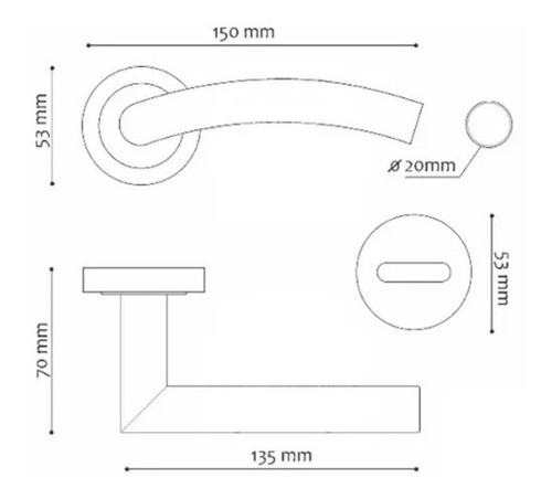 Imagen 2 de 6 de Manija Puerta Picaporte Curva Girat Simple Acero Inoxidable
