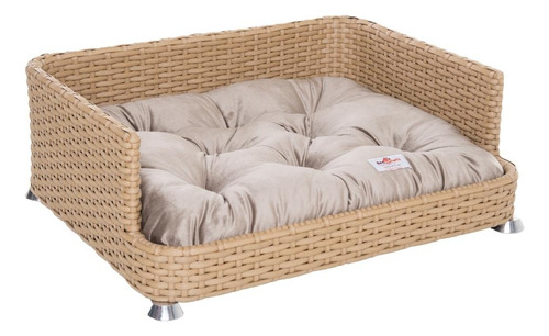 Cama Open Square Bed Fur Pets Médio 65x55cm Fibra Sintética