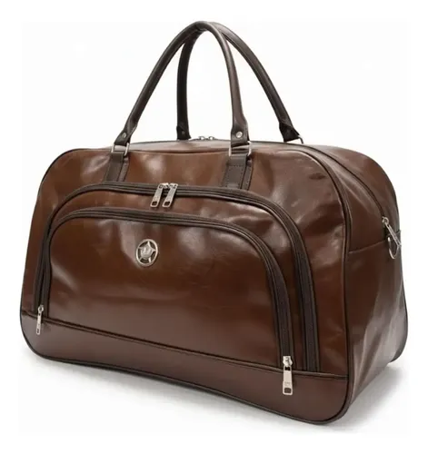 Bolsa De Viagem Luxo Couro Sintetico Resistente Premium Cor Marrom
