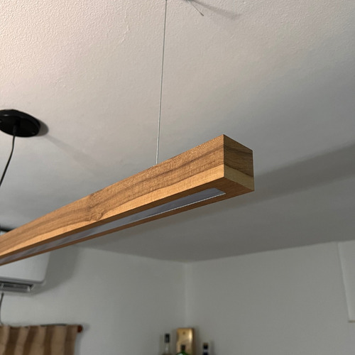 Lampara Colgante Led De Madera Maciza Petiribi 140cm Moderna