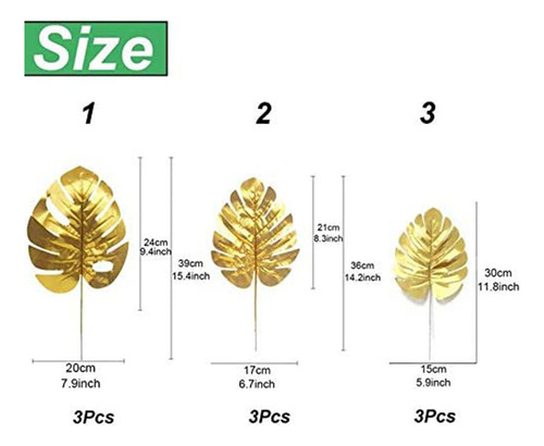 24 Hojas Artificiales, Hojas De Palma Doradas, Plantas Tropi