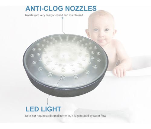 A+ Cabezal De Ducha Led: Luz De 7 Colores, Alta Presión,