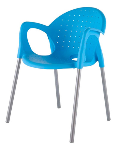 Silla Cómoda Para Comedor Terraza, Patas De Acero, Contra Uv Estructura De La Silla Azul