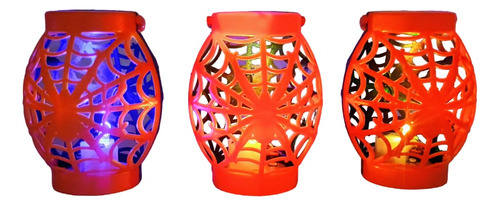 24pz Velas Día De Muertos Diseño Araña Luz Led Negro/naranja