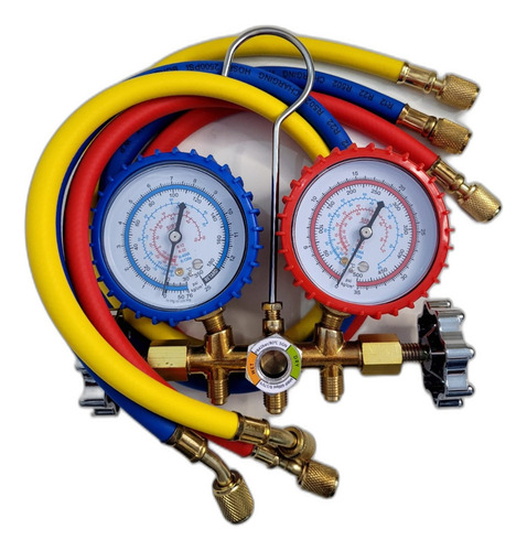 Kit Manifold Gas R12 R22 R134 R404 Com Mangueira 90cm Sibb