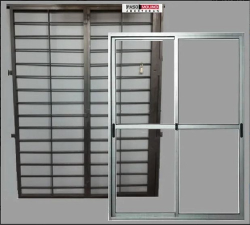 Ventana Aluminio S20+puerta Reja Horizontal En 12mm 150x200