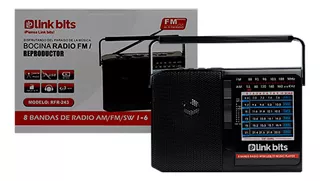 Bocina Radio Am Fm Sw Entrada Usb Luz Led Cable Y Bateria Color Negro