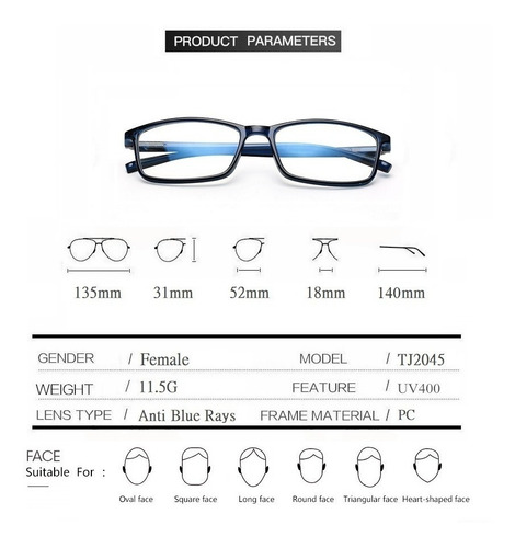 Gafas Descanso Computador Anti Luz Azul,uv Ref 14a + Estuche