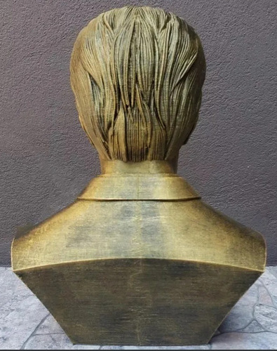 Busto Juan Vucetich Busto 10cm Impreso En 3d Y Pintado Dorado Oscuro