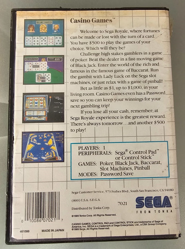 Casino Games En Caja Sega Master System Leer Descripcion (Usado)
