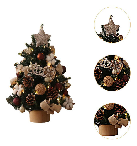* Rbol De Navidad De Mesa Con Luces Adorno De Algodón 60cm