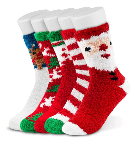 5 Pack Calcetines Navideños Termicos For Mujer Hombre Suaves