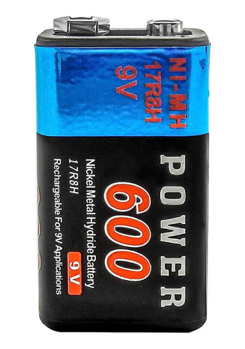 Bateria Recargable 9v 6f22 600mah Litio Calidad 1200 Cargas