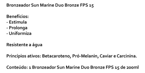 Biomarine Bronzeador Duo Bronze Sun Marine Fps15 Val. 11/25