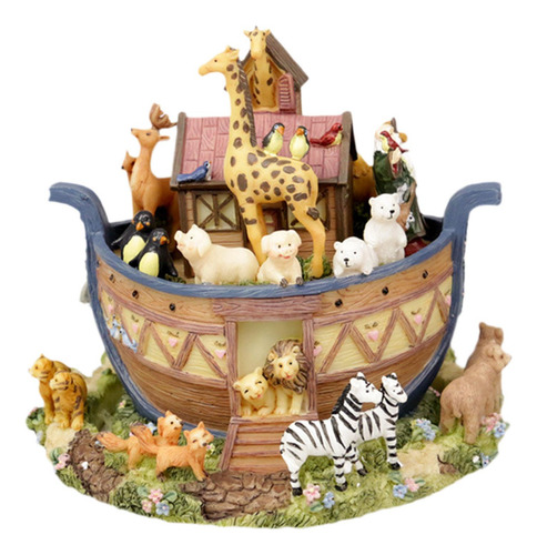 Caja Musical De Resina Ark Little Zoo, Decoración De Mesa