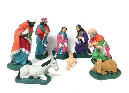 Pesebre De 28 Cm En Caucho Pvc 8 Figuras En Color