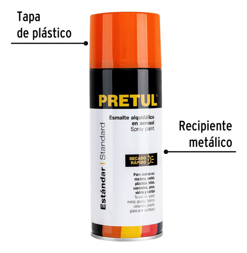 Pintura En Aerosol 400ml 4 Latas Pretul 270 Naranja