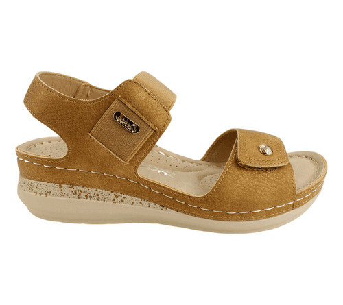 Sandalia New Walk Lisa Confort Camel