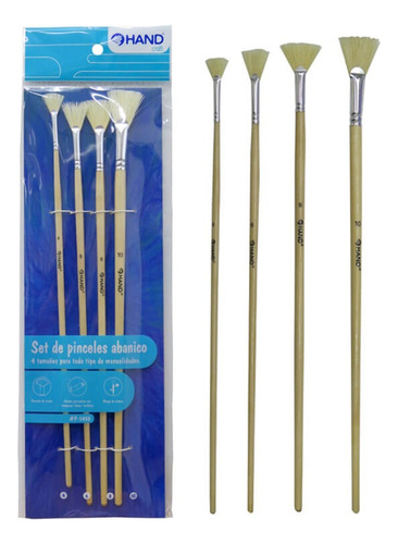 Set 4 Pinceles Abanico Madera Hand #p-5453