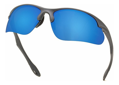 Óculos De Sol Masculino Esportivo Polarizado Proteção Uv400 Cor da armação Cinza Cor da haste Cinza Cor da lente Azul Desenho Máscara