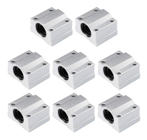 Pack 8 Scs12uu Pillow Block Alumínio Rolamento Linear 12mm