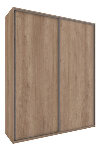 Ropero Placard 180 Cm Moderno 2 Puertas Corredizas Melamina Color Roble Nebraska Natural