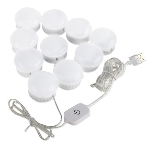 10 Luces Led Para Espejo Usb 5 Niveles Maquillaje.