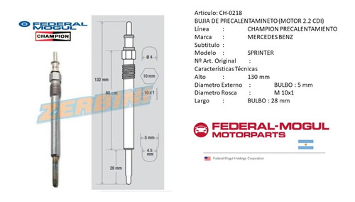 4 Bujias Incandescente Mercedes Benz Sprinter 2.2 Cdi