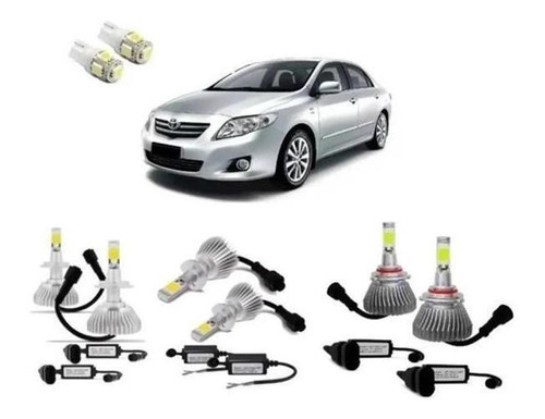 Kit Lampada Super Led Corolla Alto Baixo Milha 2009 / 2013