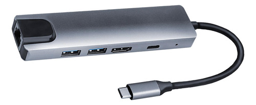 Compacta De 5 En 1 Usb Tipo C Hub Rj-45 Lan Hdmi 4k 2 Usb