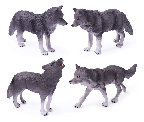 Juego De 4 Figuras De Juguete De Lobo Para Nios, Figuras De