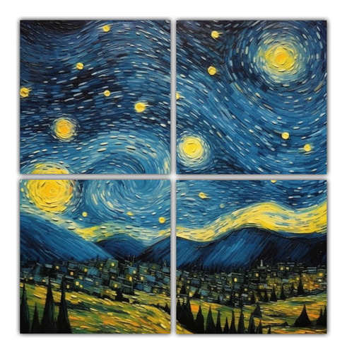 140x140cm Cuadro Decorativo Diseño Estrella Noche Van Gogh