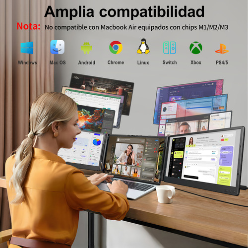 Extended Portable Dual 14 FHD 1080p 60 Hz - Multitarea With HDMI/Type-C interface